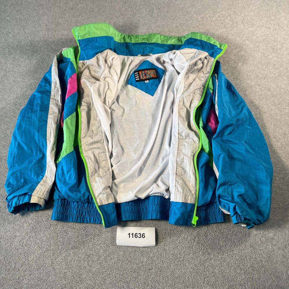 VTG RE Sport Windbreaker Jacket Mens Large Multicolor Colorblock Nylon Full Zip